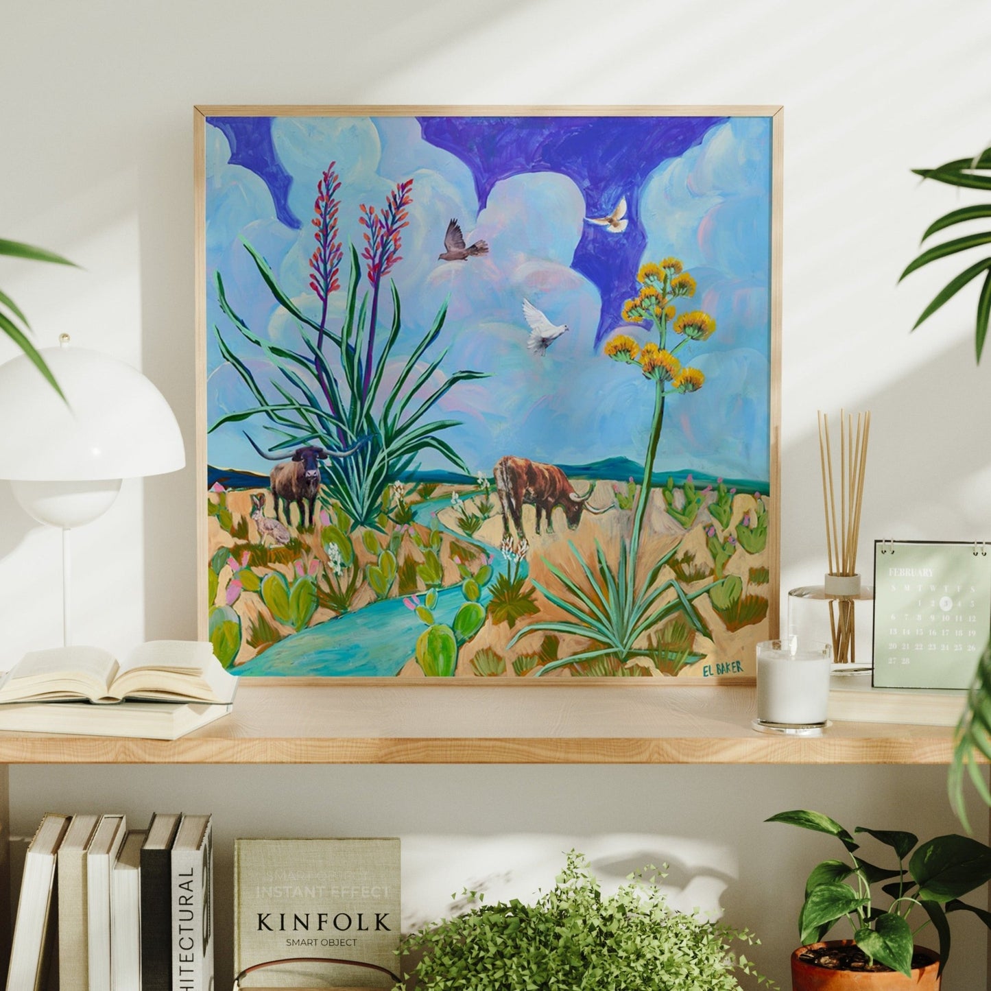 West Texas Longhorn Century Plant Print - El Baker Art