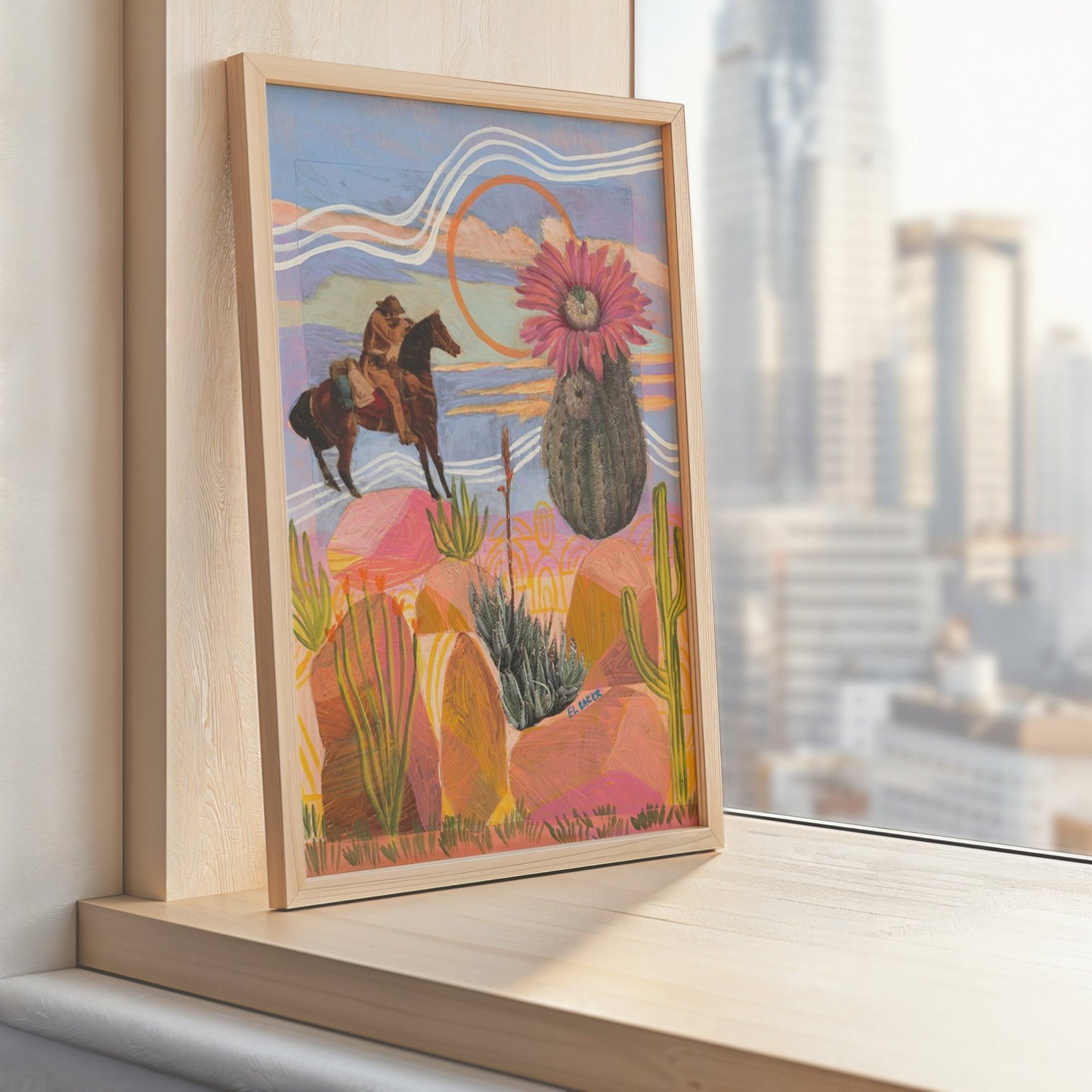 Wild West Mixed Media Collage Print - El Baker Art