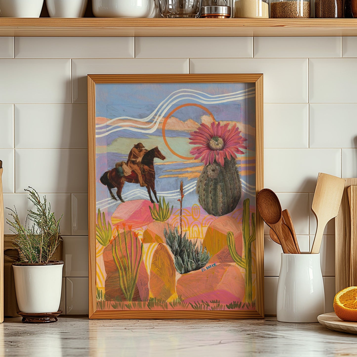 Wild West Mixed Media Collage Print - El Baker Art