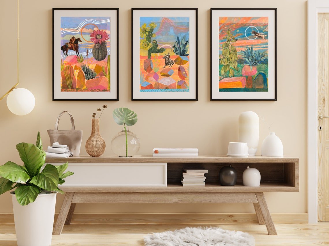 Wild West Mixed Media Collage Print - El Baker Art