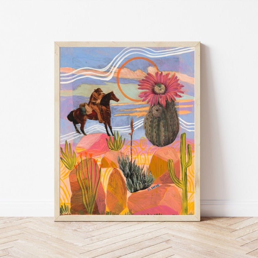Wild West Mixed Media Collage Print - El Baker Art