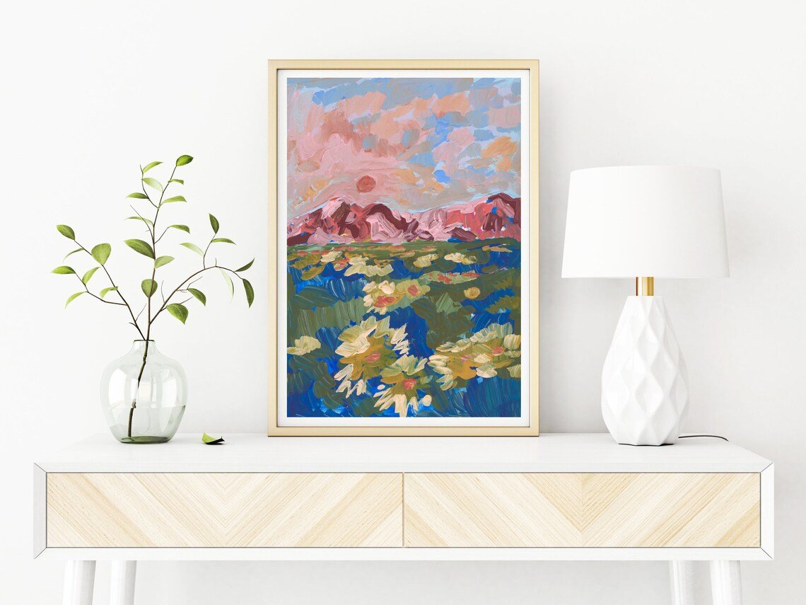 Wildflower Mountain Landscape Print - El Baker Art