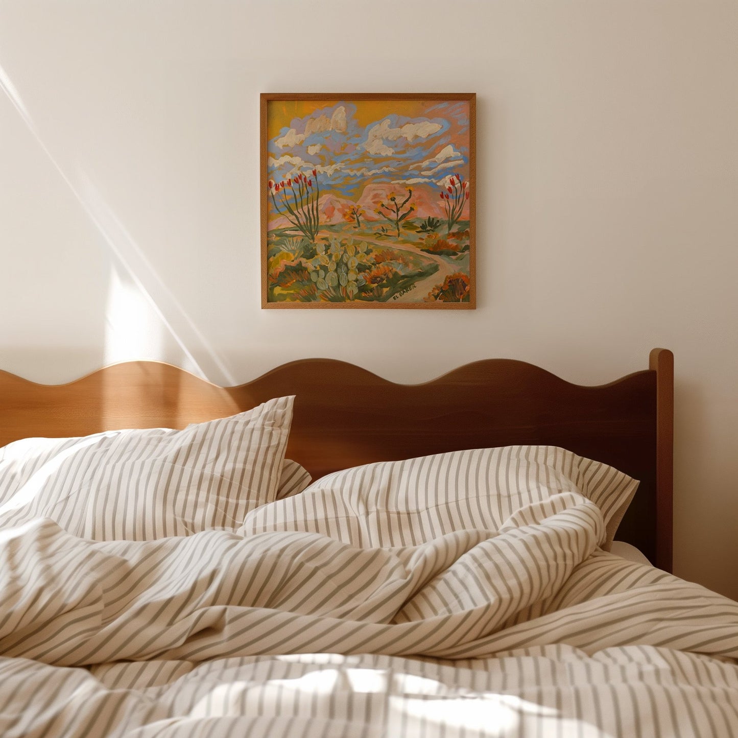 Yellow Southwestern Desert Landscape Print - El Baker Art