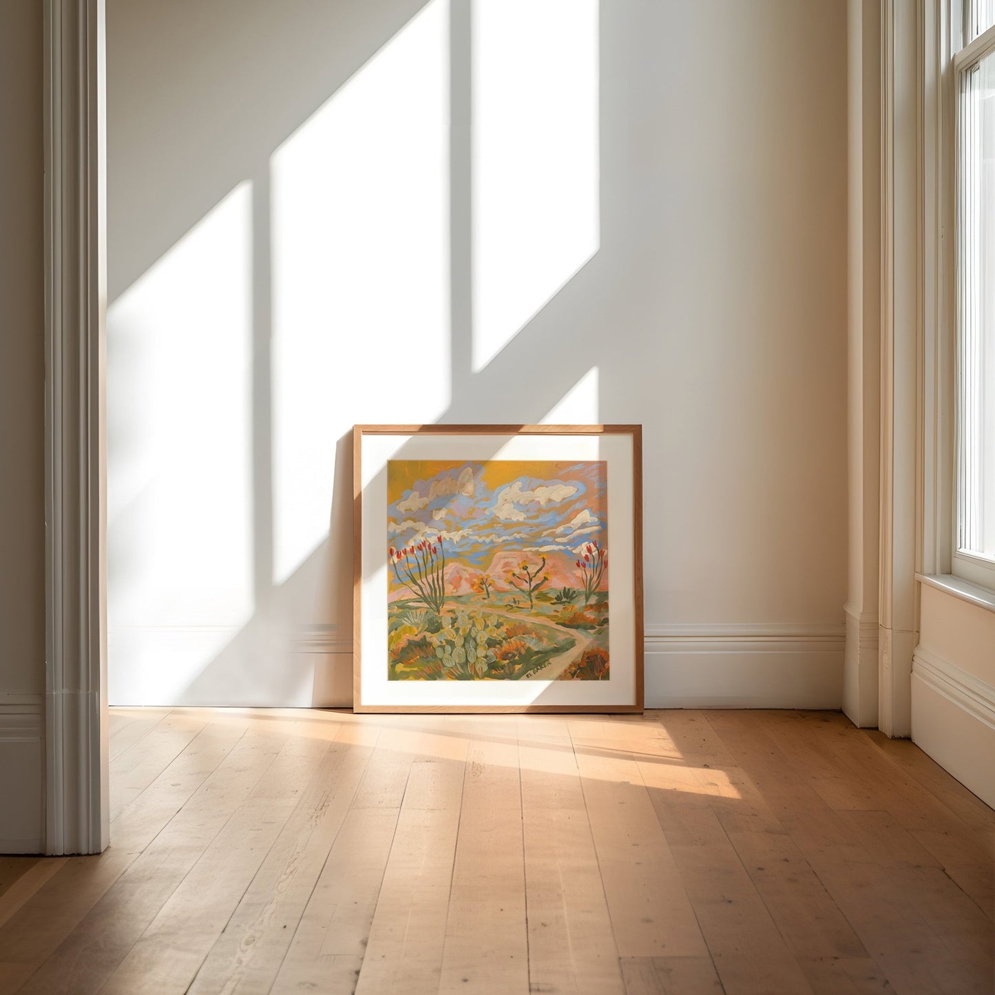 Yellow Southwestern Desert Landscape Print - El Baker Art