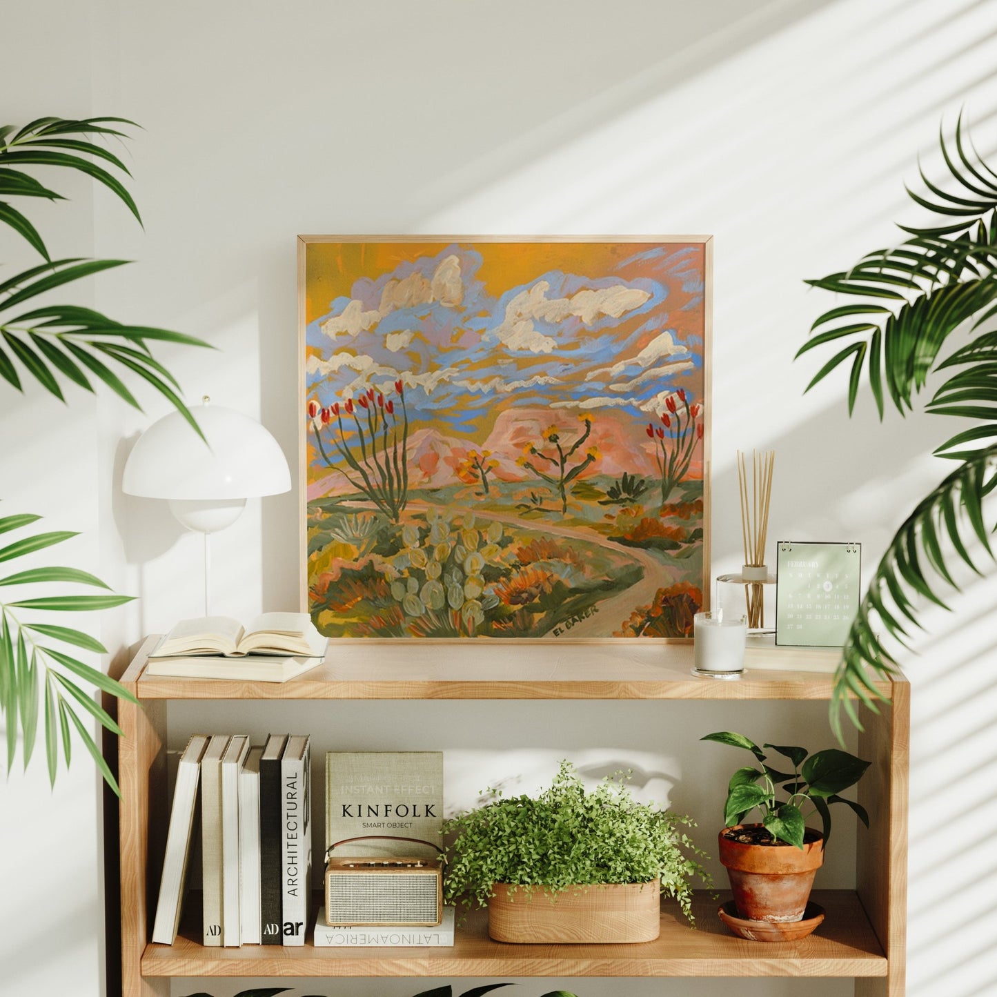 Yellow Southwestern Desert Landscape Print - El Baker Art