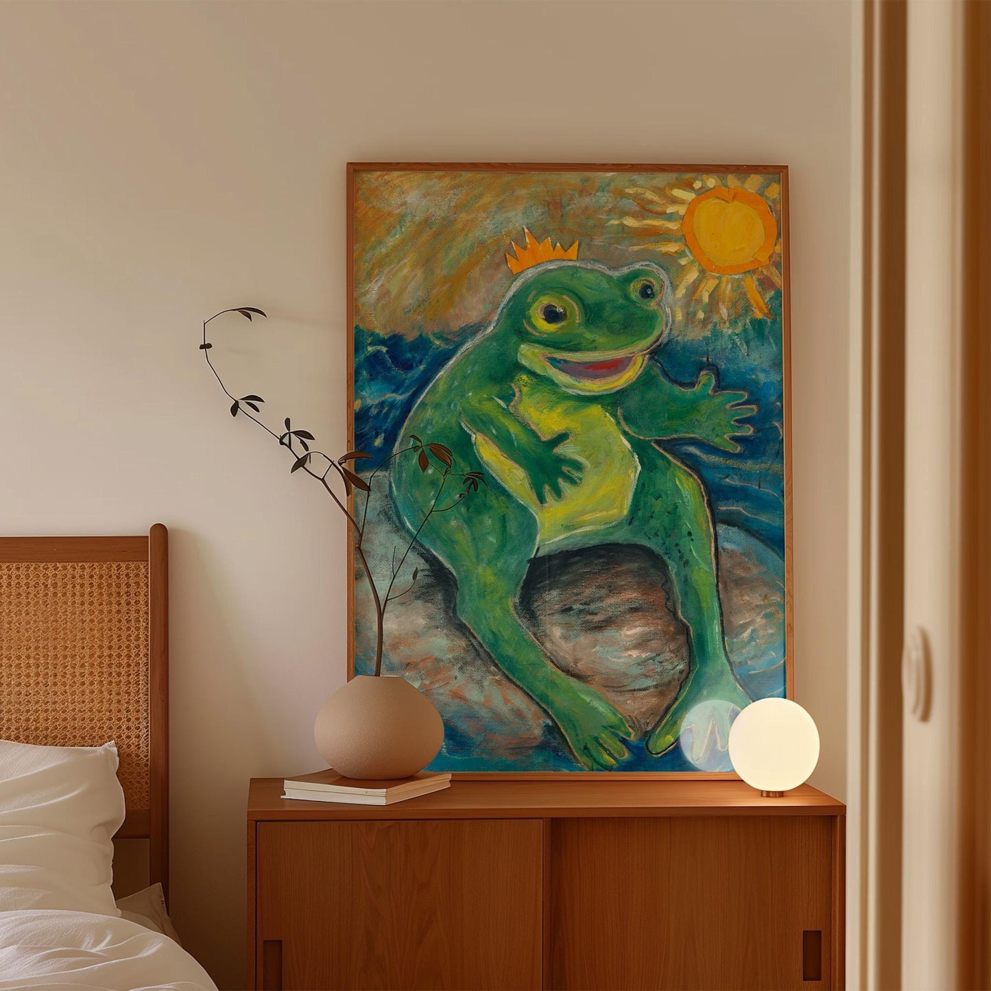 GUEST ARTIST | Frog Crown Prince Original Oil Painting Poster | Kids Bedroom Playroom Decor | Whimsical Nursery Wall Art