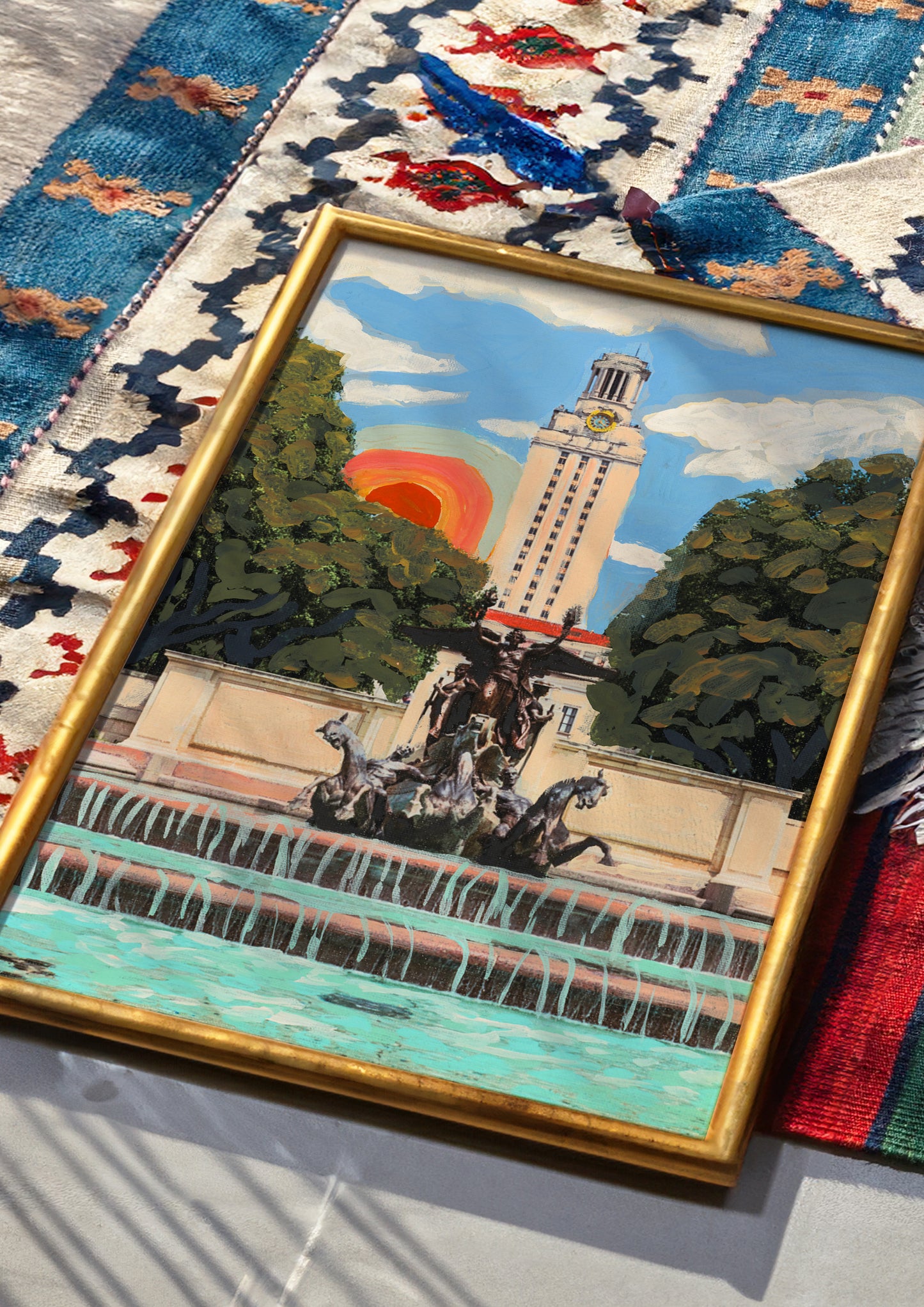 UT Austin Longhorn Rainbow Art Print