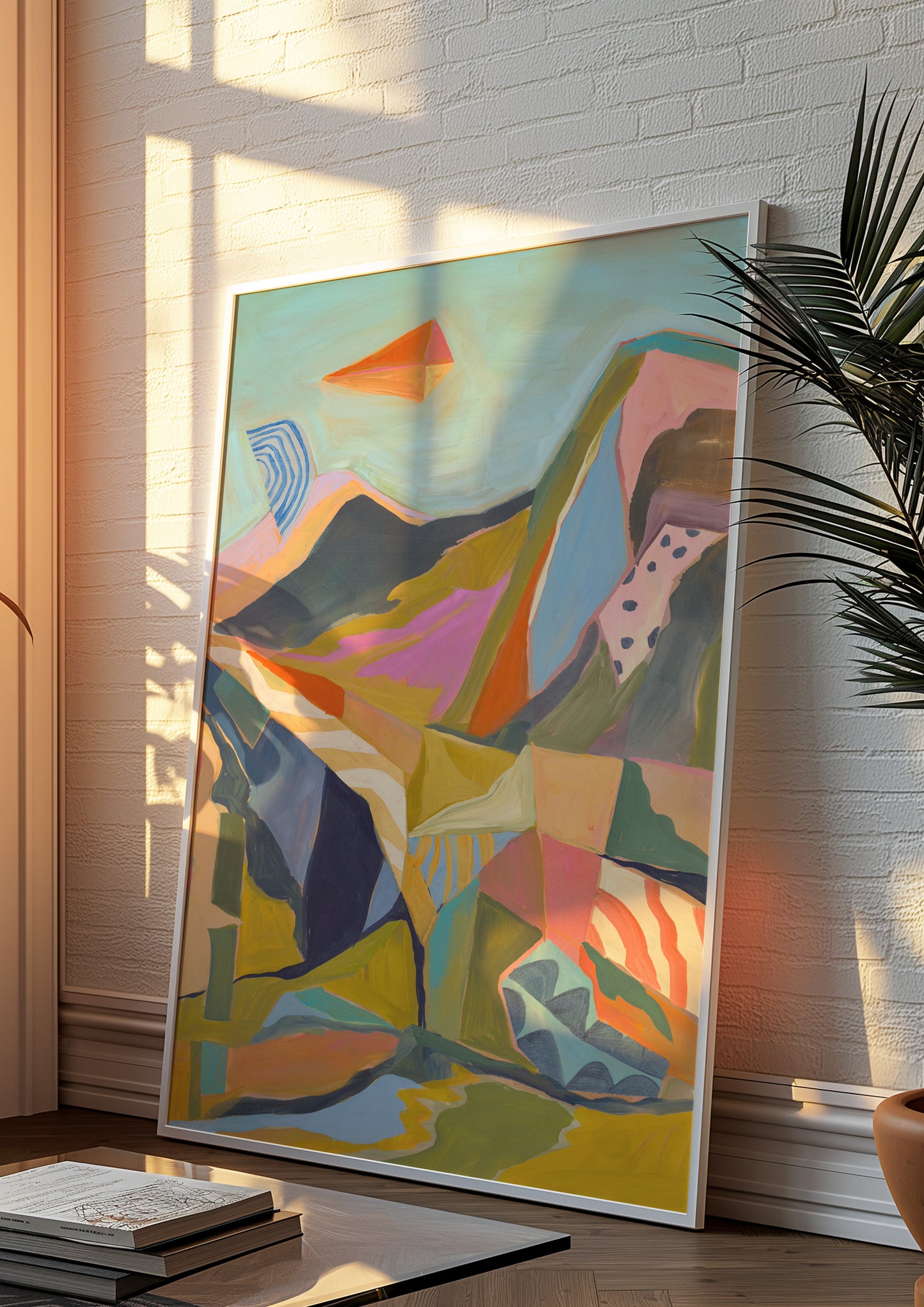 Blue Midcentury Modern Mountain Print