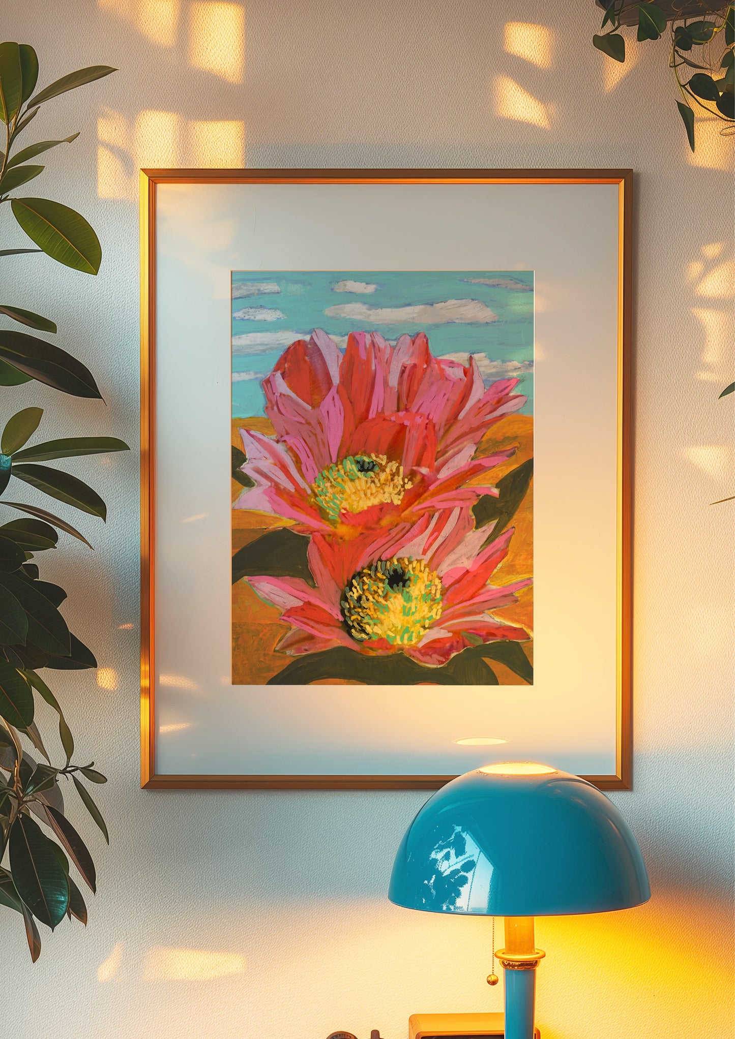 Pink Desert Cactus Flower Art Print