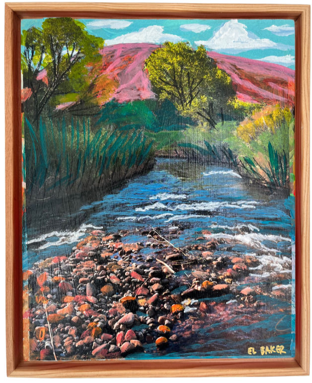 New Mexico River Collage Original Artwork - Framed, 8x10"