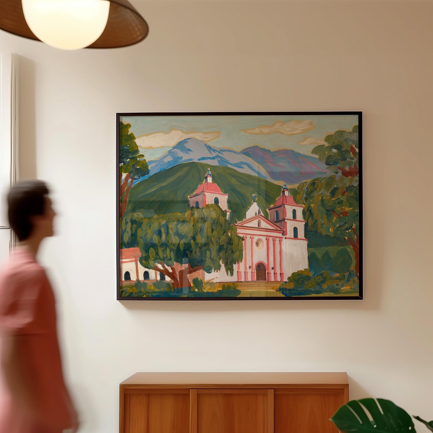 Santa Barbara Mission Print | Vintage California Architecture Poster