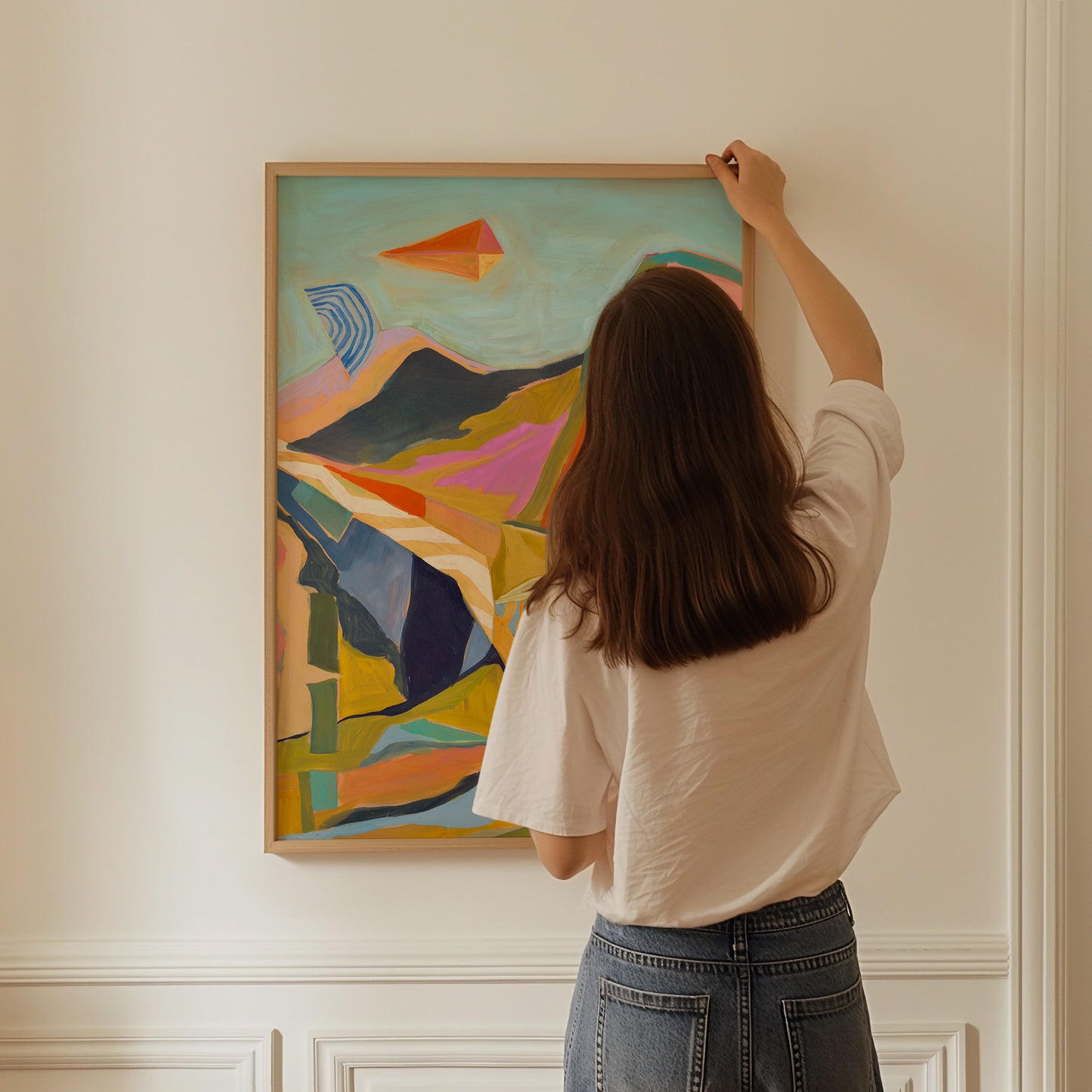 Blue Midcentury Modern Mountain Print