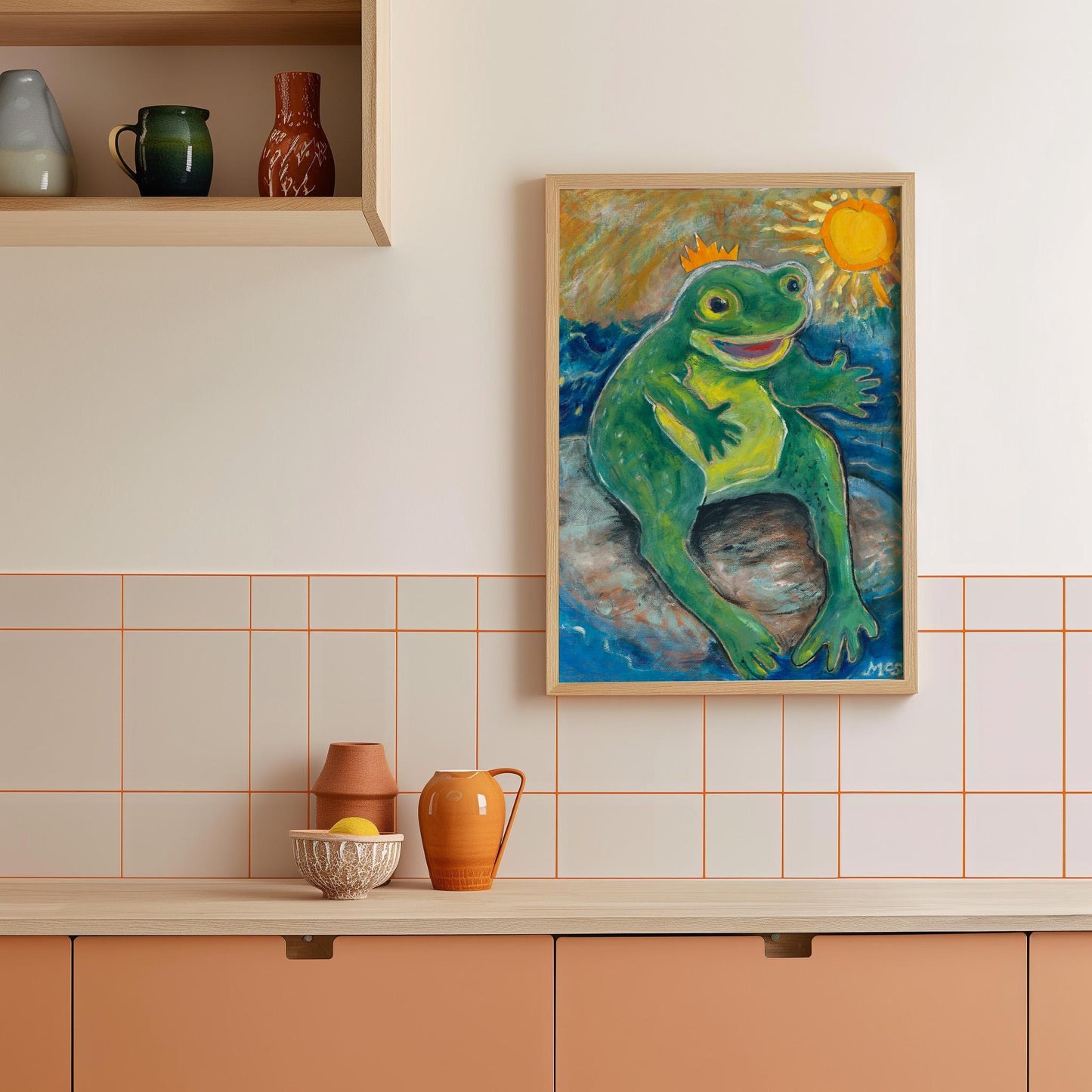 GUEST ARTIST | Frog Crown Prince Original Oil Painting Poster | Kids Bedroom Playroom Decor | Whimsical Nursery Wall Art