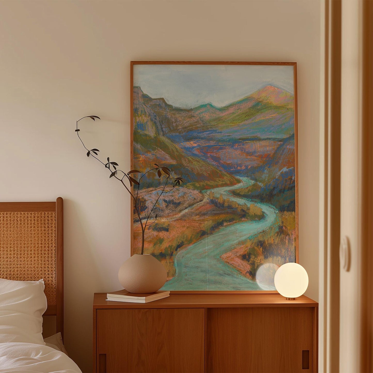 Durango Colorado San Juan Mountains Animas River Oil Pastel Giclee Canvas Print | Terra Cotta Western Desert Landscape Wall Art Original