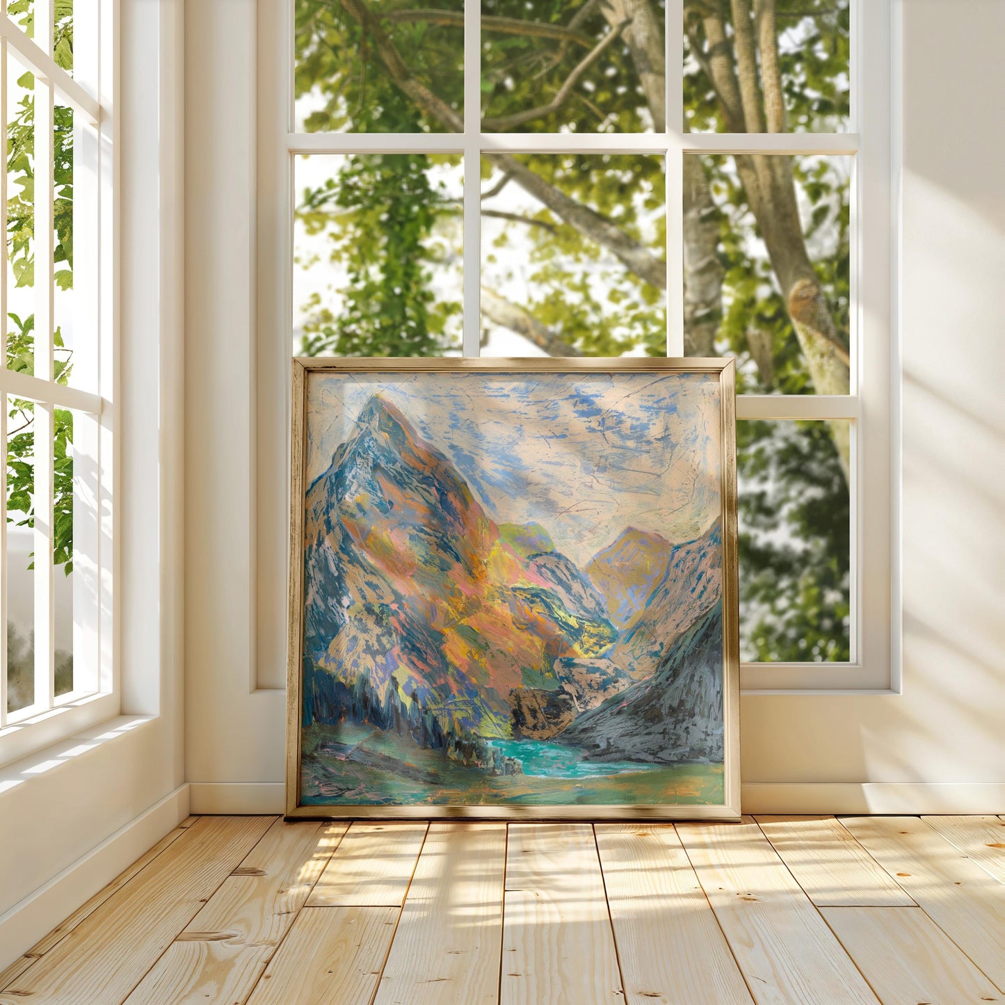 Glacier National Park Oil Pastel Acrylic | Fine Art Print | Nature Inspired Wall Decor | Western Landscape Gift | Large Boho Canvas