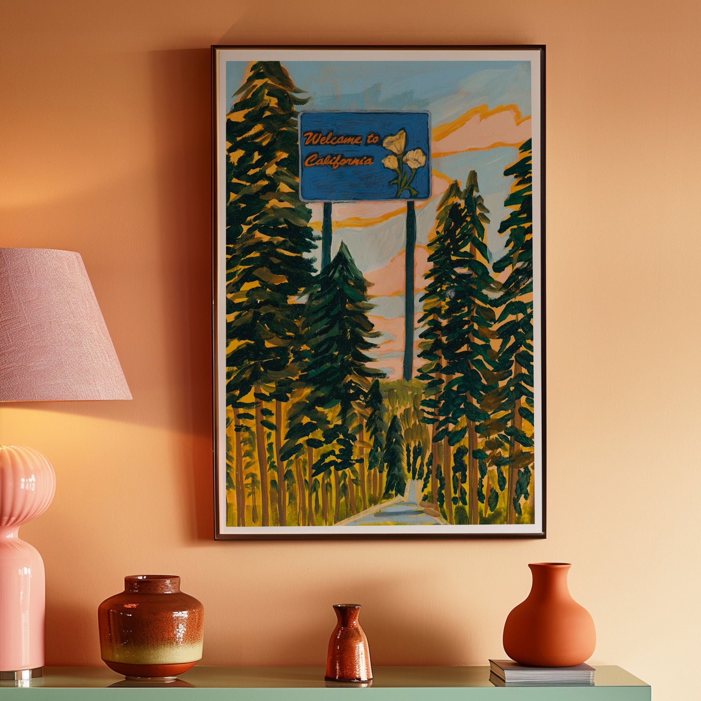 California Redwoods Highway National Park Collage Print