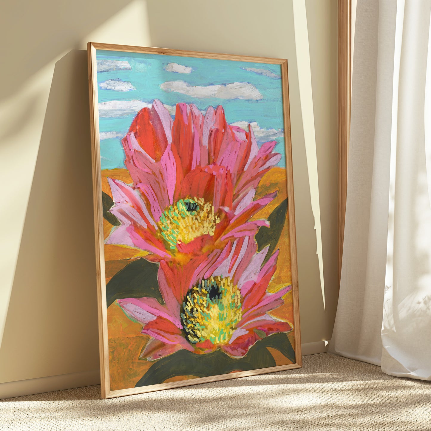 Pink Desert Cactus Flower Art Print