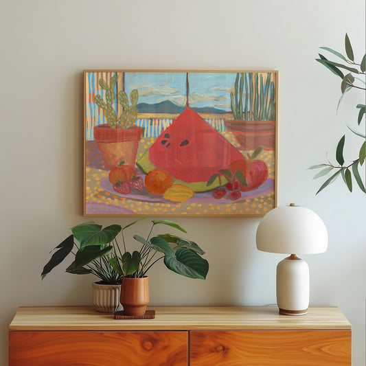 Watermelon Lemon Fruit Still Life Art Print