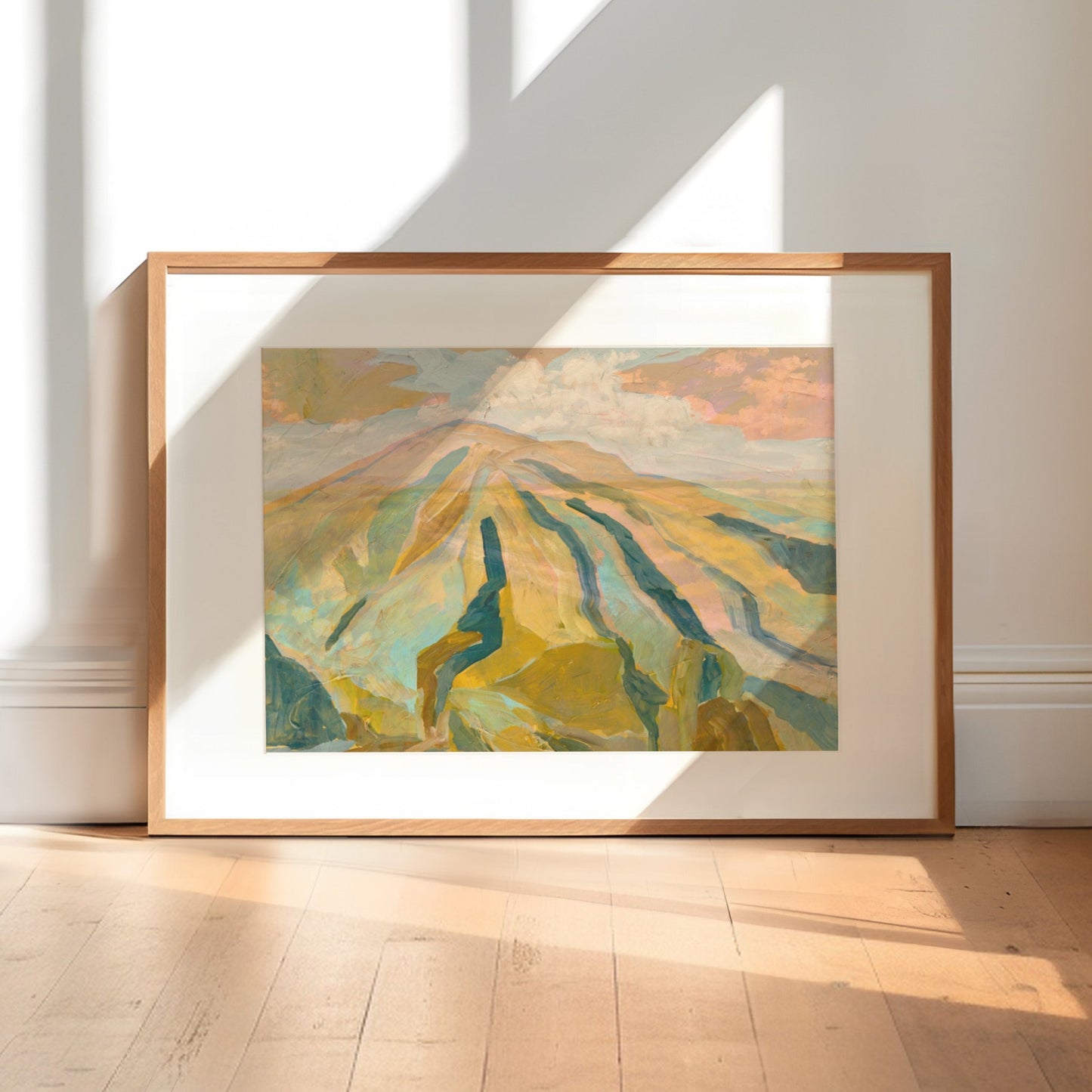 Neutral Abstract Mountain Landscape Wall Art Print