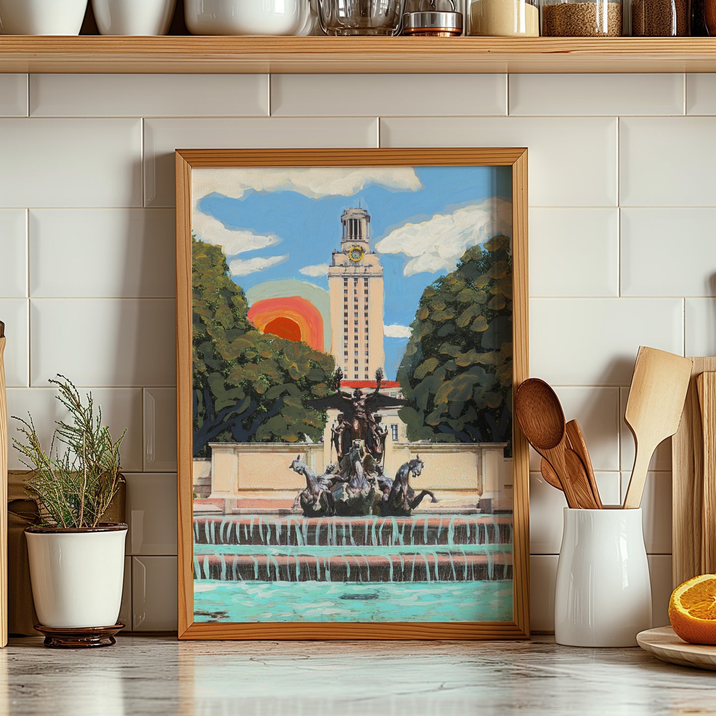 UT Austin Longhorn Rainbow Art Print