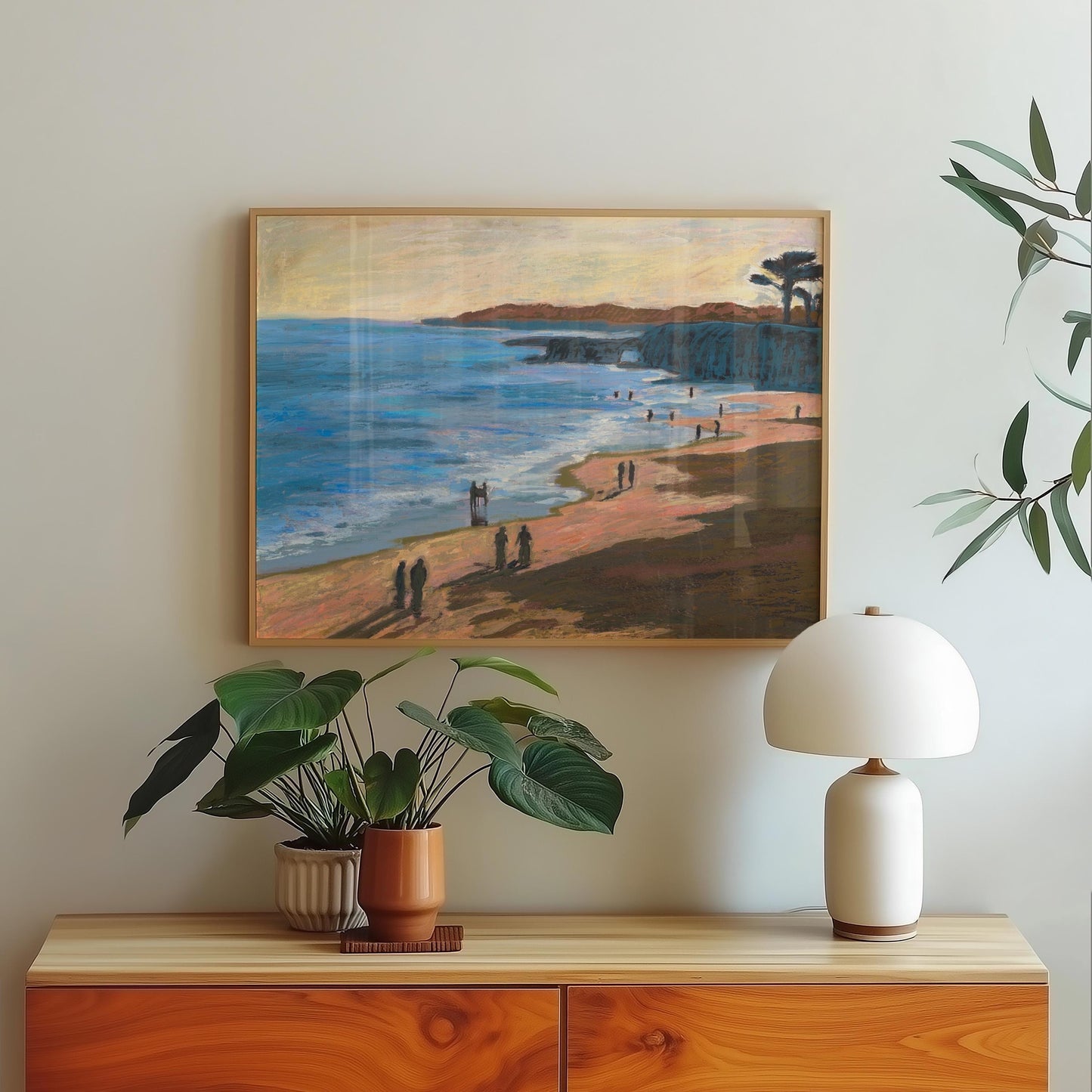 Santa Cruz Ocean Bluff Print | Mid-Century Modern Coastal Art