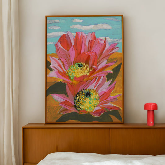 Pink Desert Cactus Flower Art Print