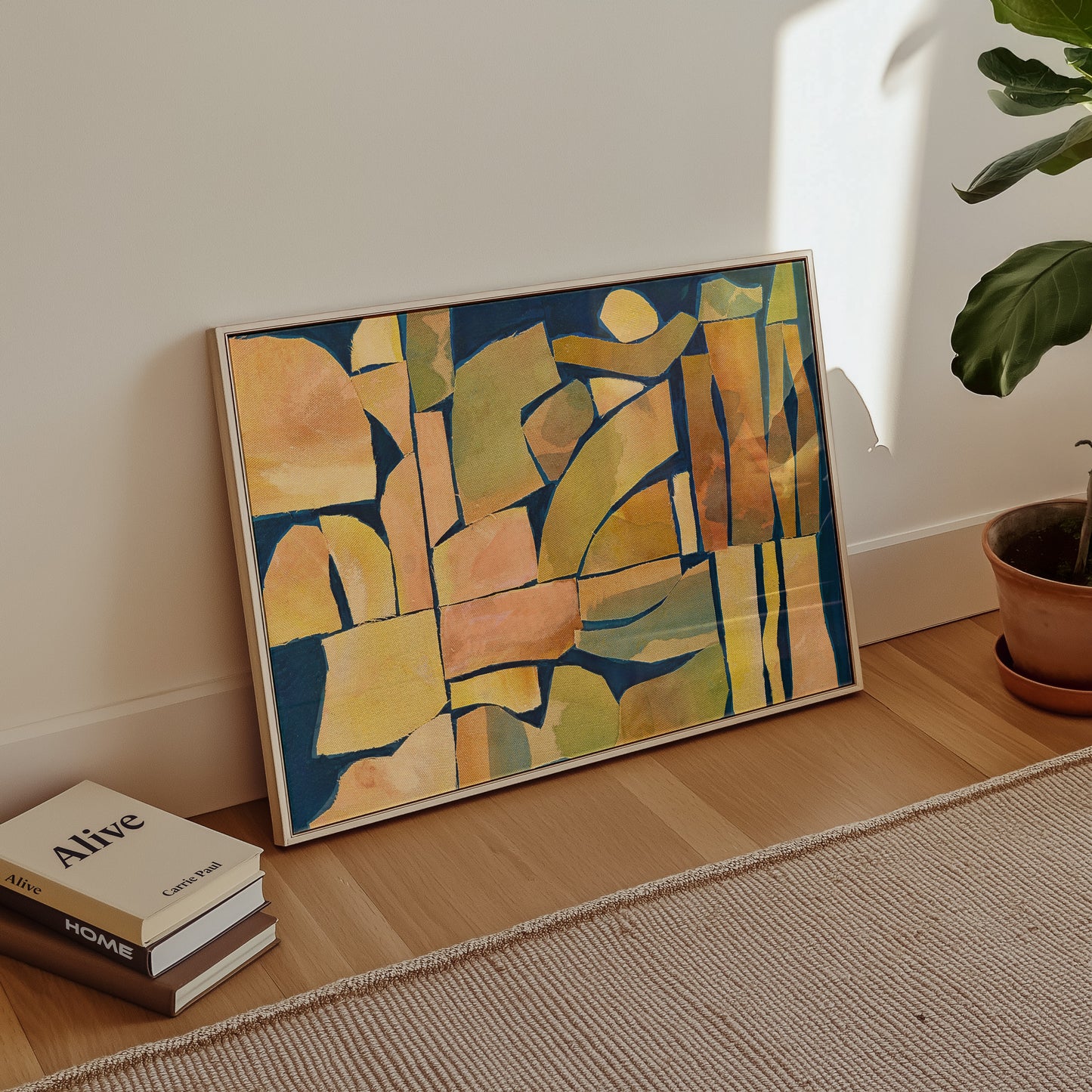 Modern Abstract Art Print – Navy Wall Art With Organic Shapes & Midcentury Modern Style