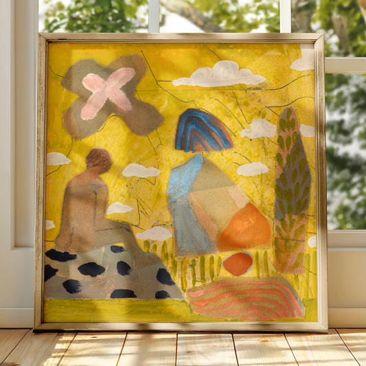 Vibrant Yellow Abstract Figure Art Print