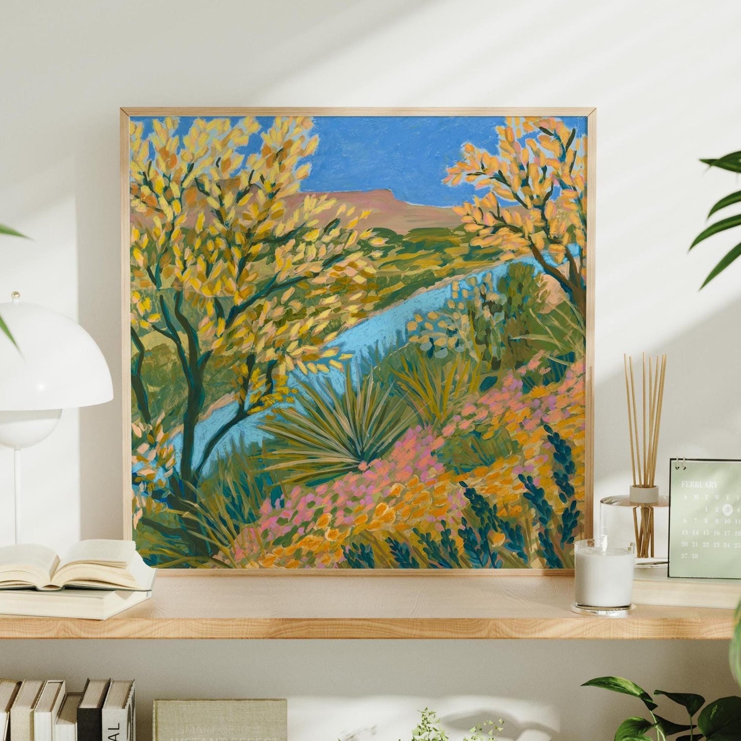 Pedernales River View Giclee Art Print | Austin Texas Hill Country Floral Nature Landscape Wall Decor Boho Southwest Modern Original