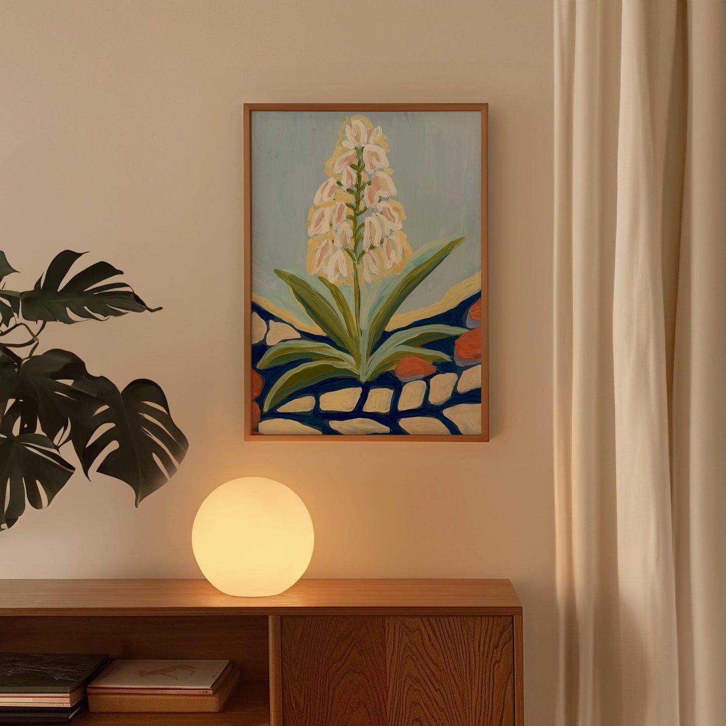 Yucca Plant Print: Desert Botanical Art, Retro Floral Landscape