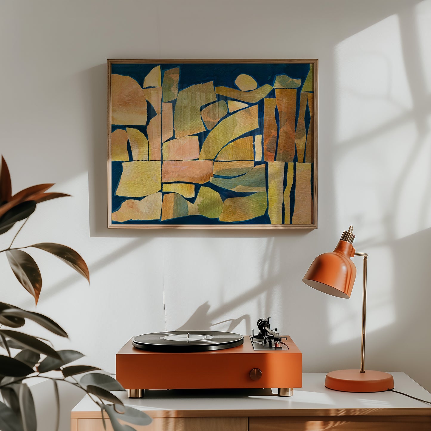 Modern Abstract Art Print – Navy Wall Art With Organic Shapes & Midcentury Modern Style