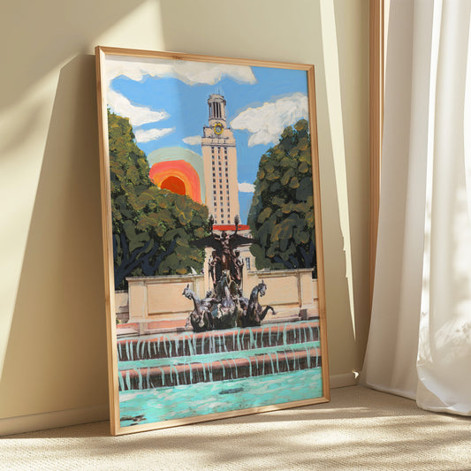 UT Austin Longhorn Rainbow Art Print