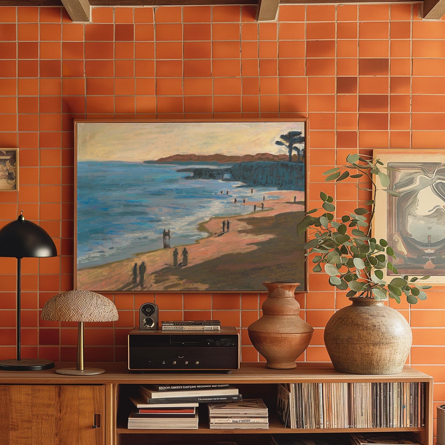 Santa Cruz Ocean Bluff Print | Mid-Century Modern Coastal Art