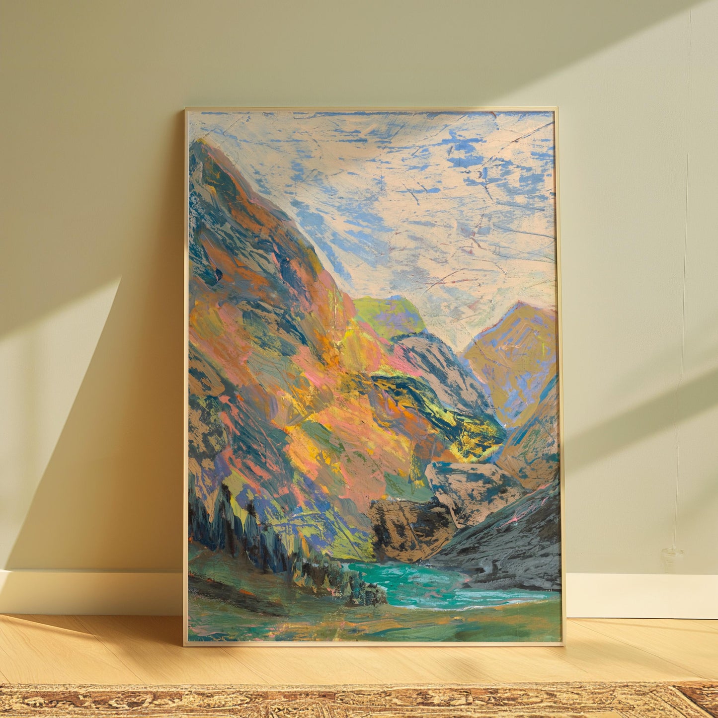 Glacier National Park Oil Pastel Acrylic | Fine Art Print | Nature Inspired Wall Decor | Western Landscape Gift | Large Boho Canvas