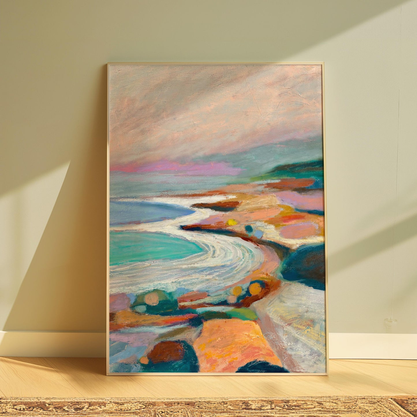 Santa Barbara Coastline | California Oil Pastel Print | Fine Art Wall Décor | Coastal Landscape Gift | Boho Beach Home