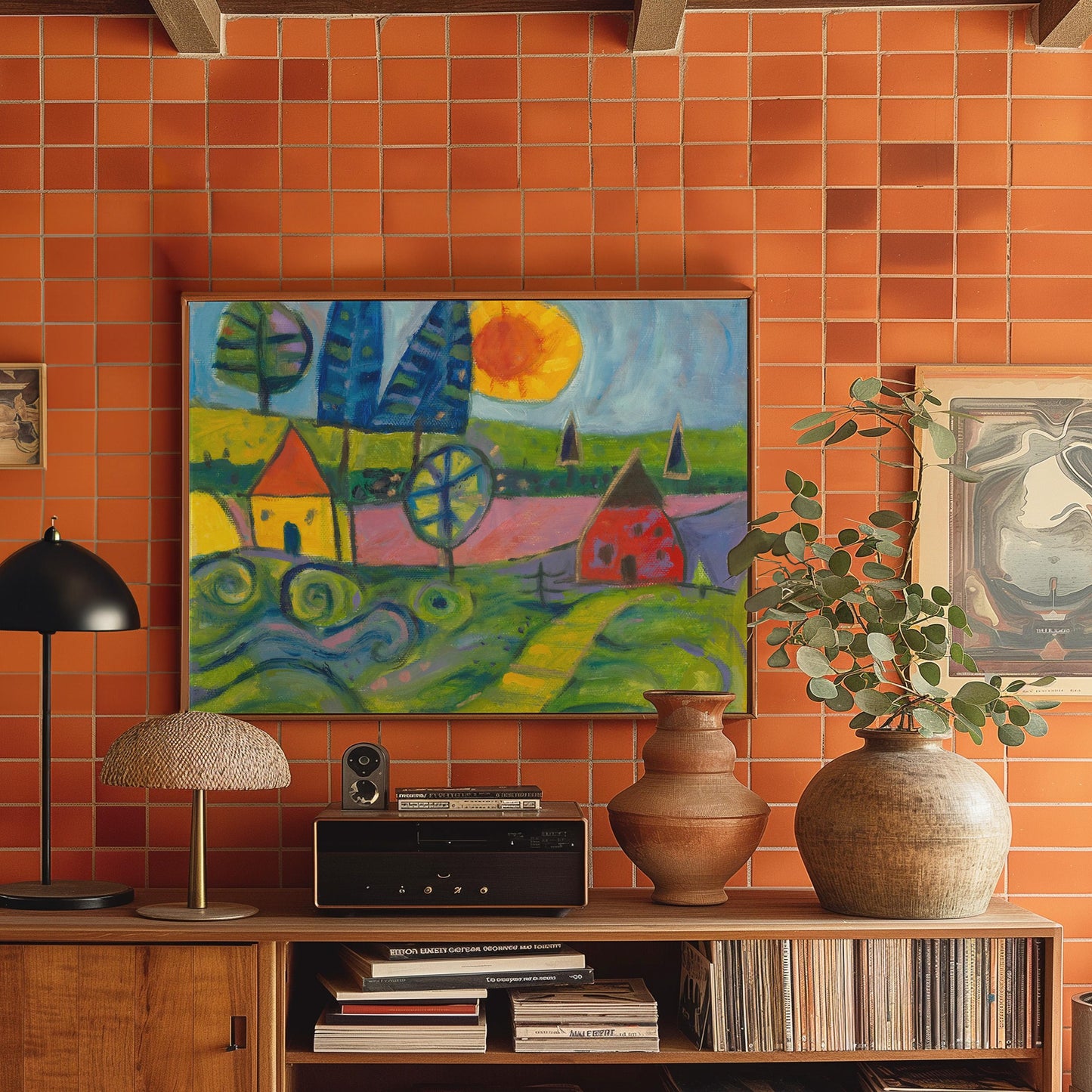 GUEST ARTIST: Whimsical Little House Landscape | Oil Painting Art | Boho Eclectic Home Decor | Nature Inspired Large Unique Canvas Gift