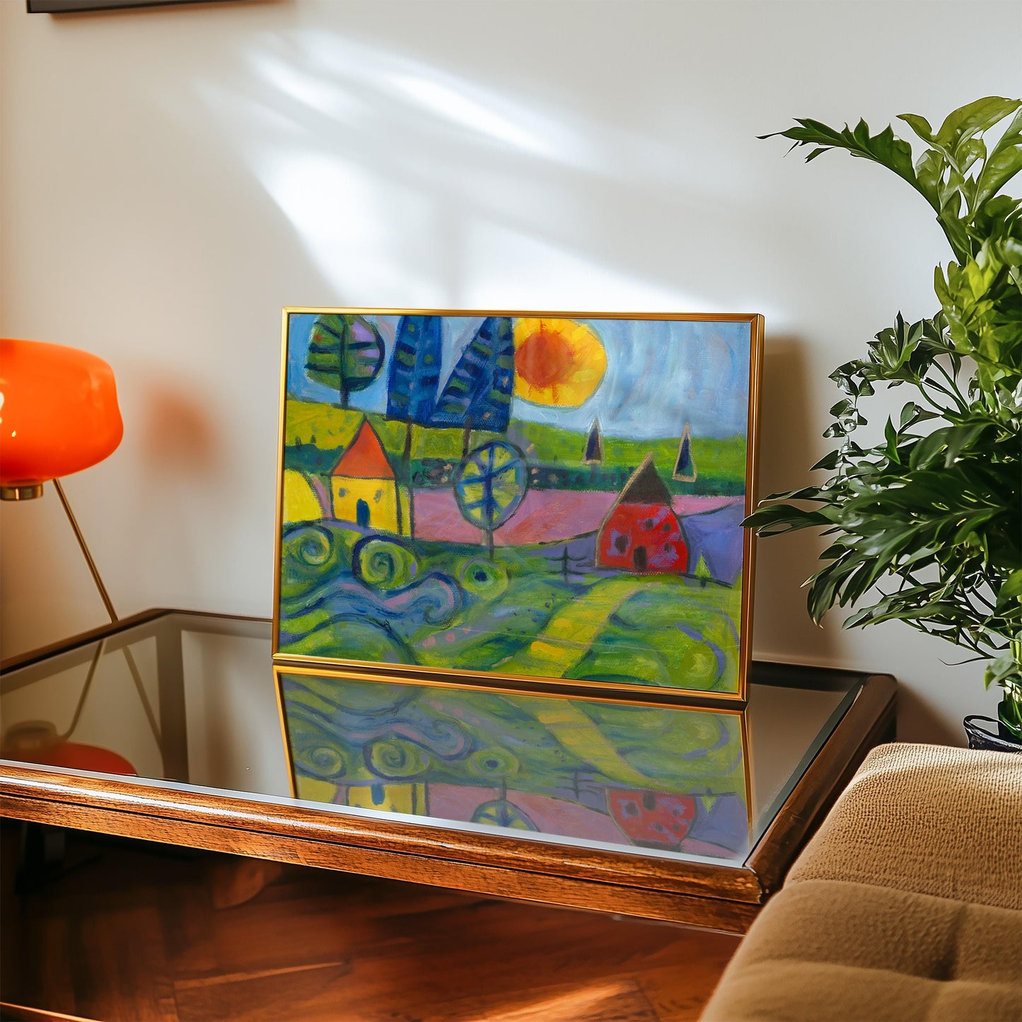 GUEST ARTIST: Whimsical Little House Landscape | Oil Painting Art | Boho Eclectic Home Decor | Nature Inspired Large Unique Canvas Gift