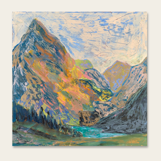 Glacier National Park - Oil Pastel and Acrylic Original Artwork - 24x24" Framed