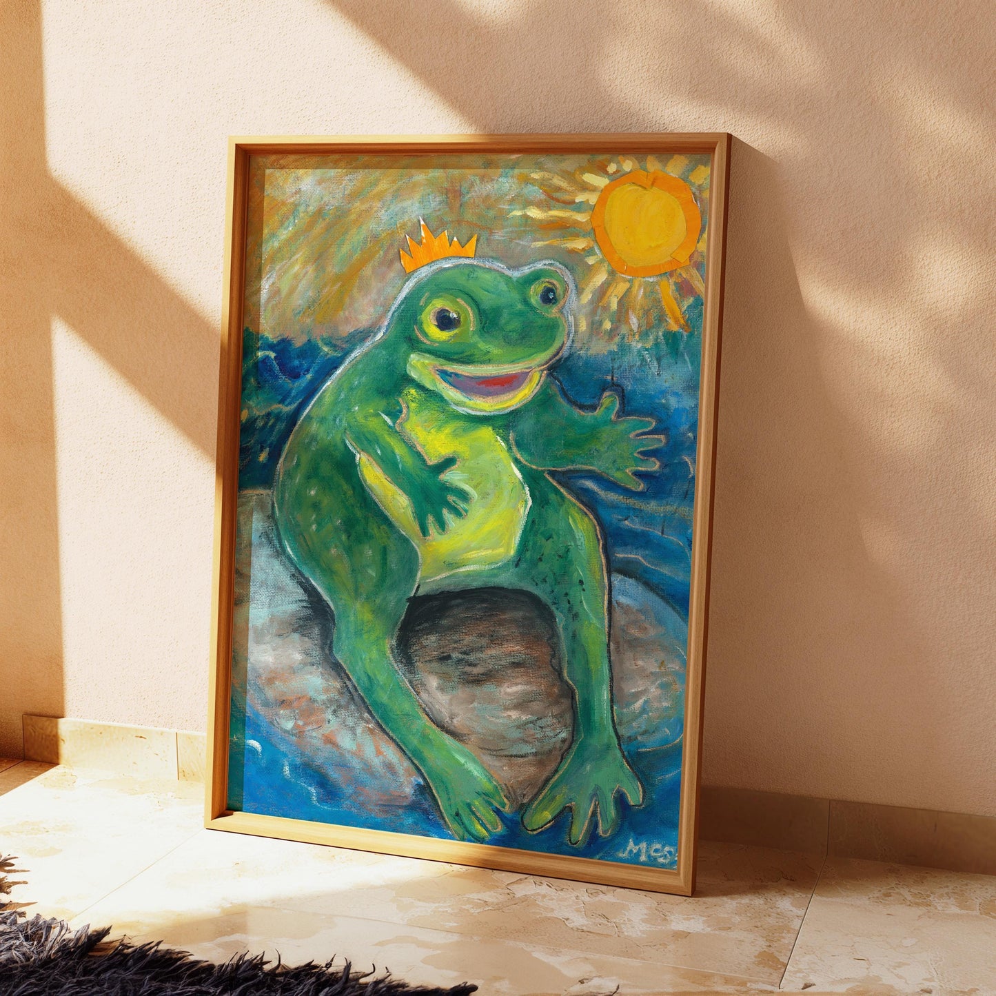 GUEST ARTIST | Frog Crown Prince Original Oil Painting Poster | Kids Bedroom Playroom Decor | Whimsical Nursery Wall Art