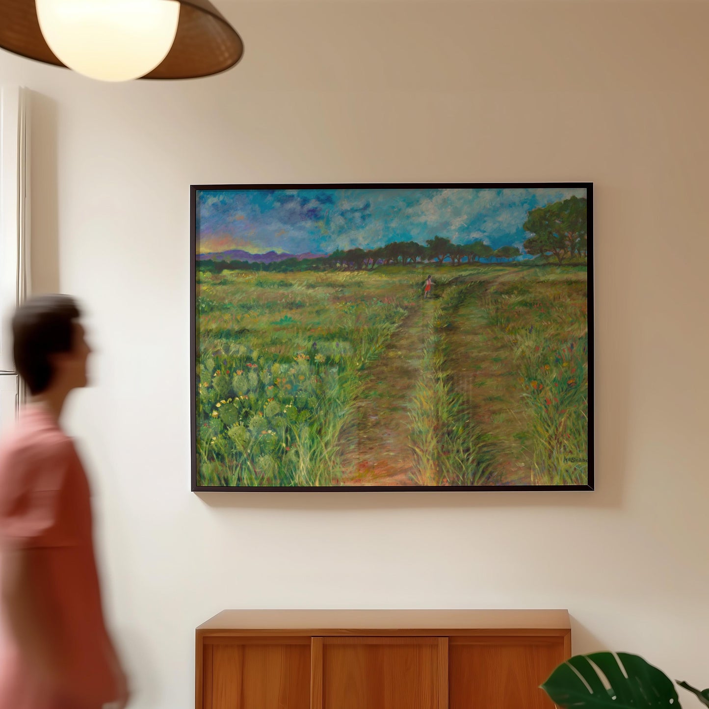 GUEST ARTIST | San Marcos Texas Wildflower Prickly Pear Cactus Nature Trail Landscape | Giclee Print | Botanical Hill Country Boho Southwest