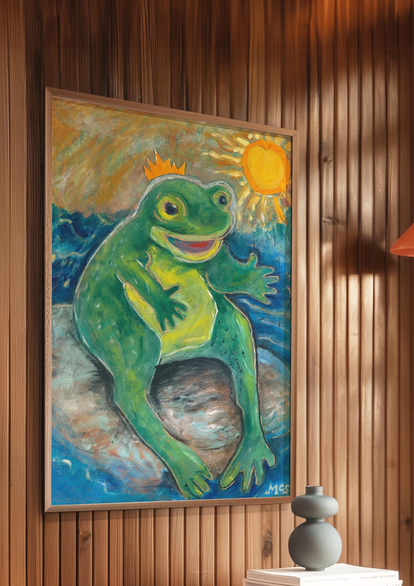 GUEST ARTIST | Frog Crown Prince Original Oil Painting Poster | Kids Bedroom Playroom Decor | Whimsical Nursery Wall Art