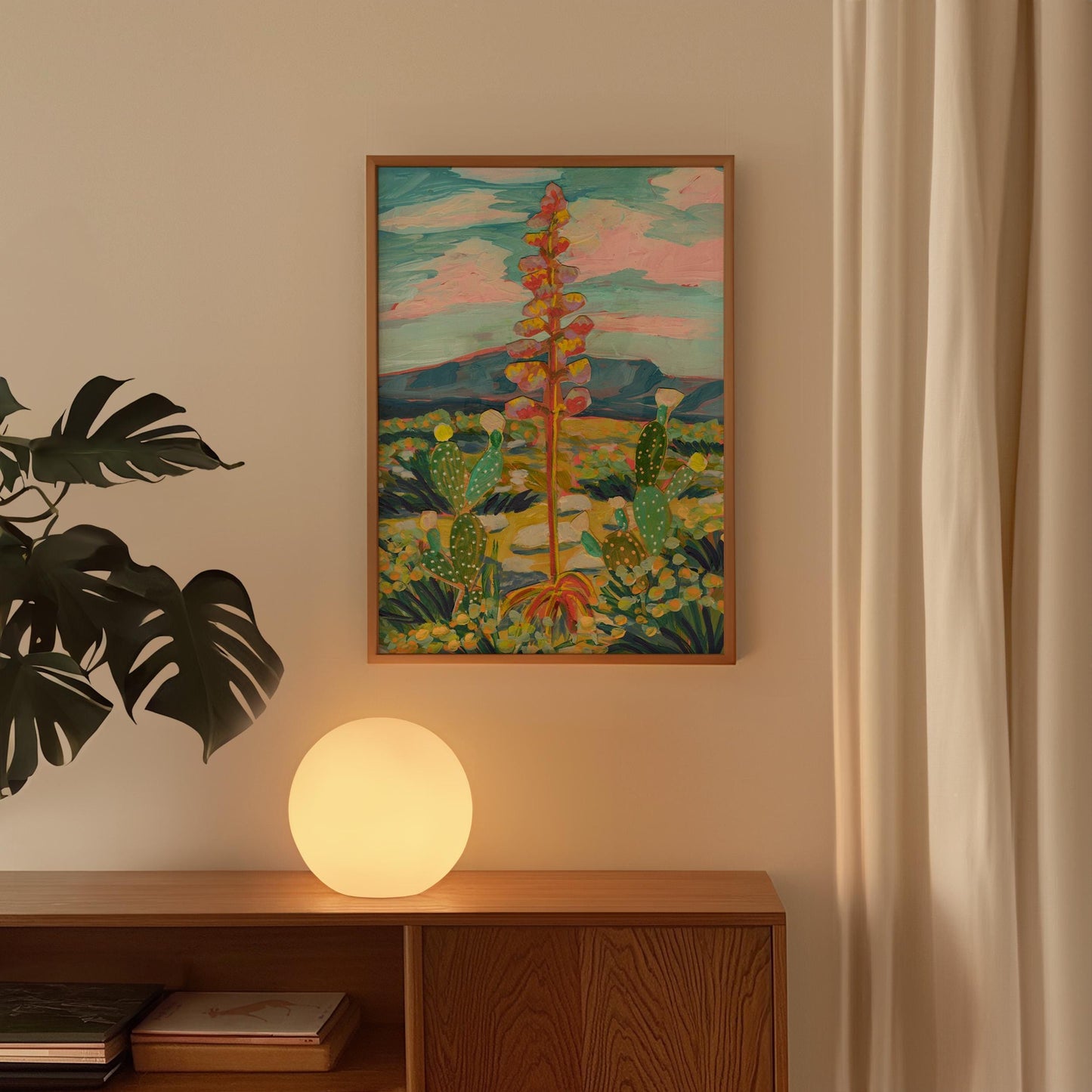 West Texas Landscape Print | Prickly Pear & Century Plant Art