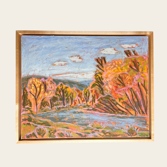 Colorado River Landscape - Oil Pastel Original Artwork - 16x20" Framed