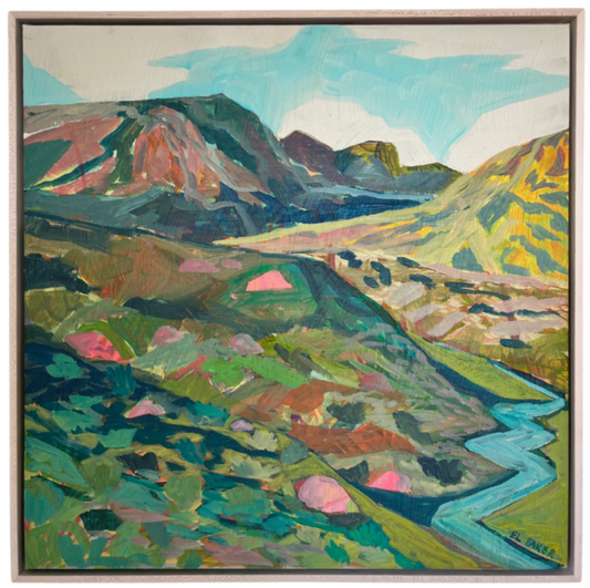 Modern Impressionist Desert Canyon Original Artwork - FRAMED, 24x24"
