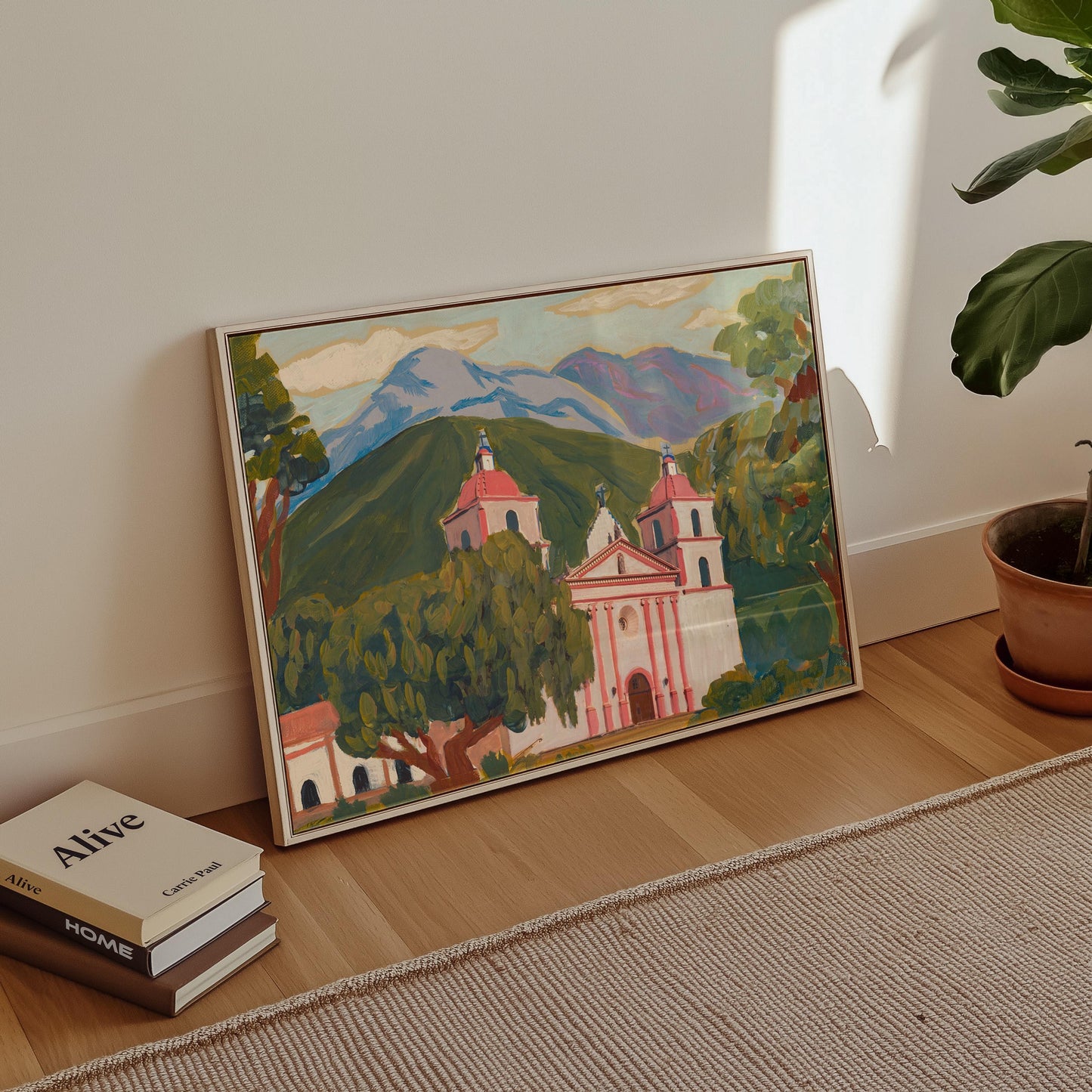 Santa Barbara Mission Print | Vintage California Architecture Poster
