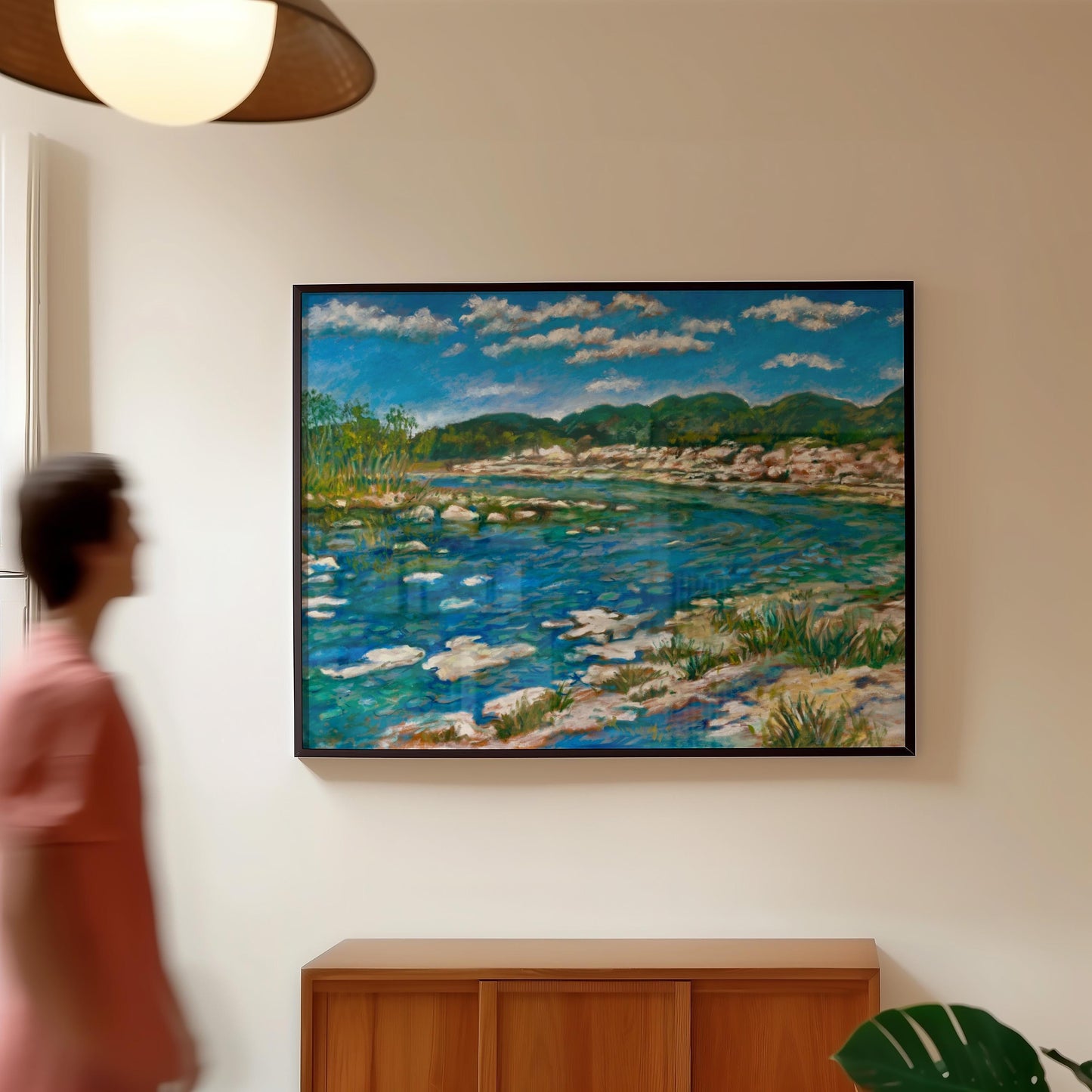 Guest Artist Texas Hill Country Print | Rio Frio Leakey Garner State Park | Landscape Painting | Vintage Nature Art | Retro