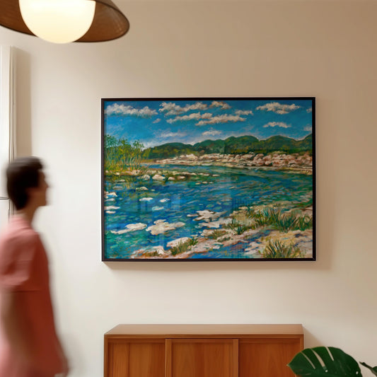 Guest Artist Texas Hill Country Print | Rio Frio Leakey Garner State Park | Landscape Painting | Vintage Nature Art | Retro