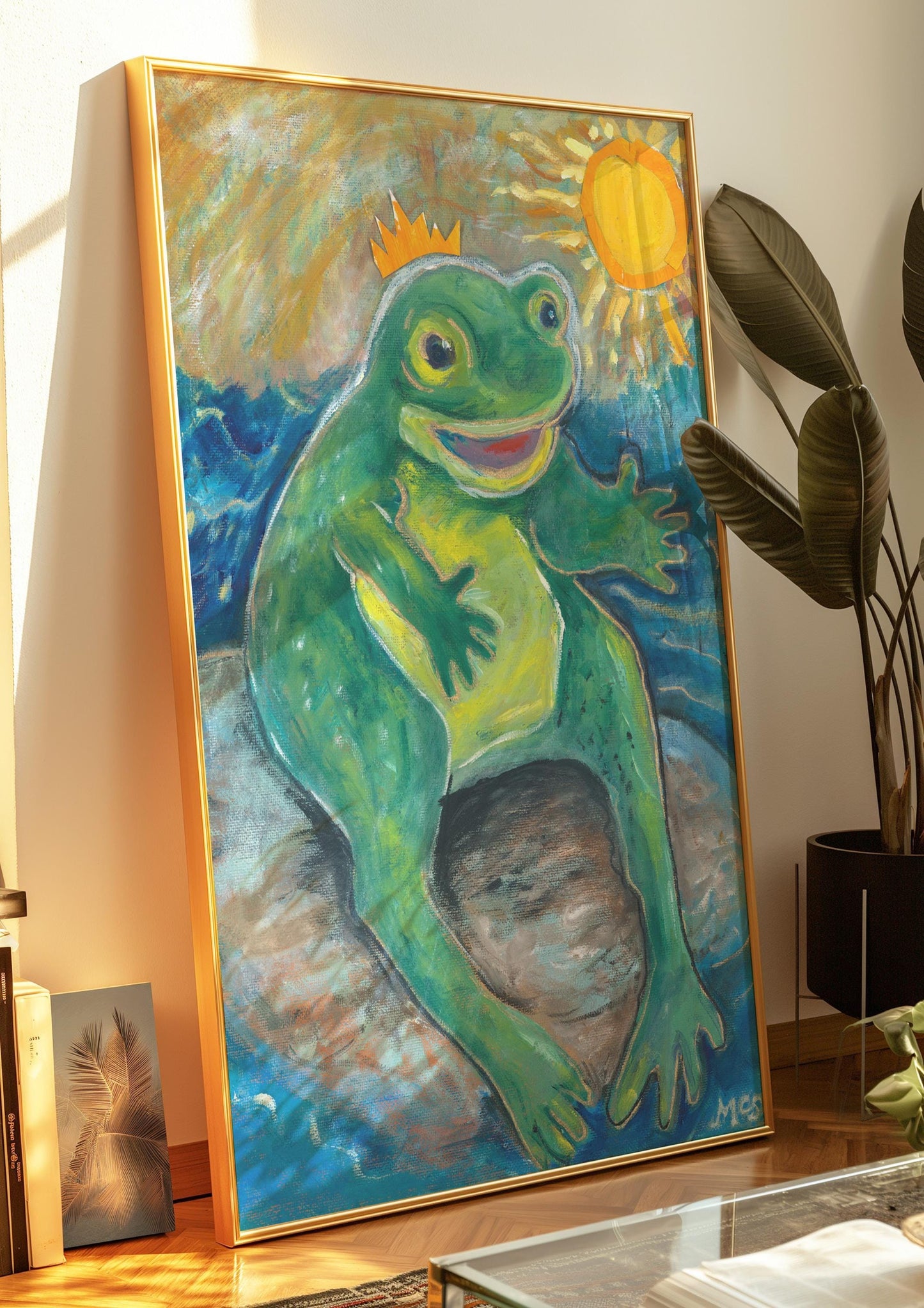 GUEST ARTIST | Frog Crown Prince Original Oil Painting Poster | Kids Bedroom Playroom Decor | Whimsical Nursery Wall Art