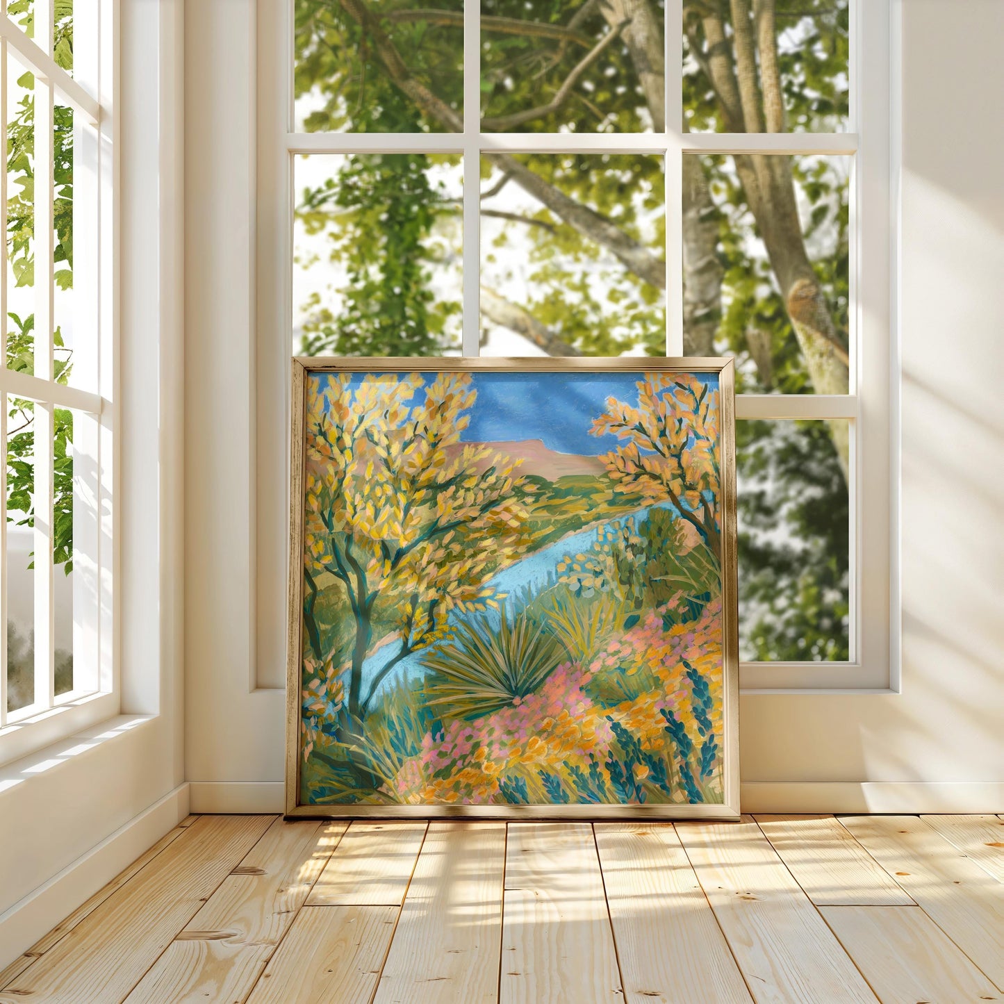 Pedernales River View Giclee Art Print | Austin Texas Hill Country Floral Nature Landscape Wall Decor Boho Southwest Modern Original