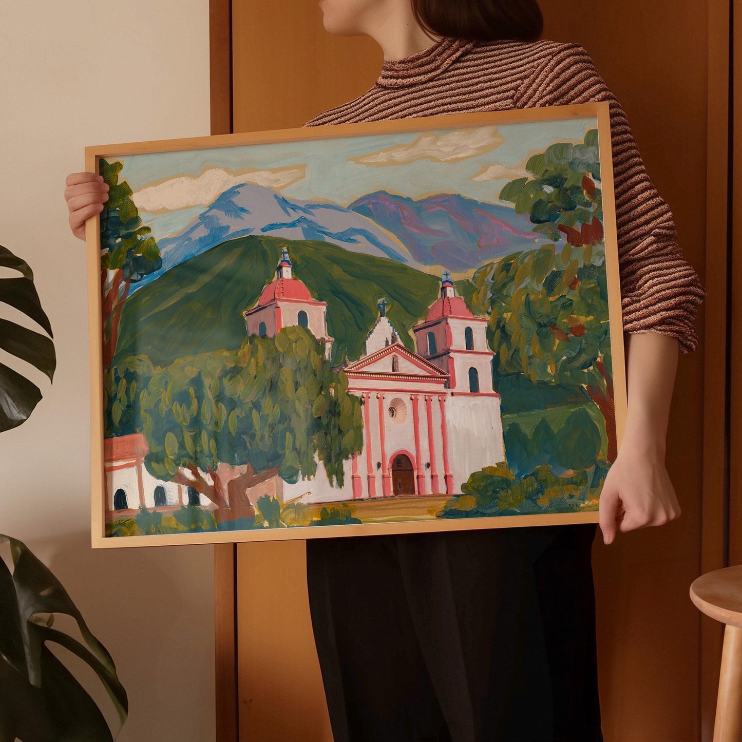 Santa Barbara Mission Print | Vintage California Architecture Poster